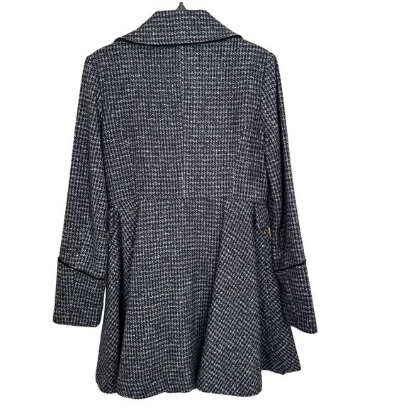 GUESS Houndstooth Wool Peacoat | Black & White Double-Breasted | Size Medium - Picture 2 of 13